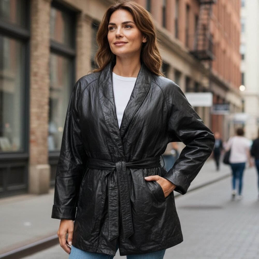 Wilsons Leather Thinsulate‎ Belted Trench Coat XS Black #260A